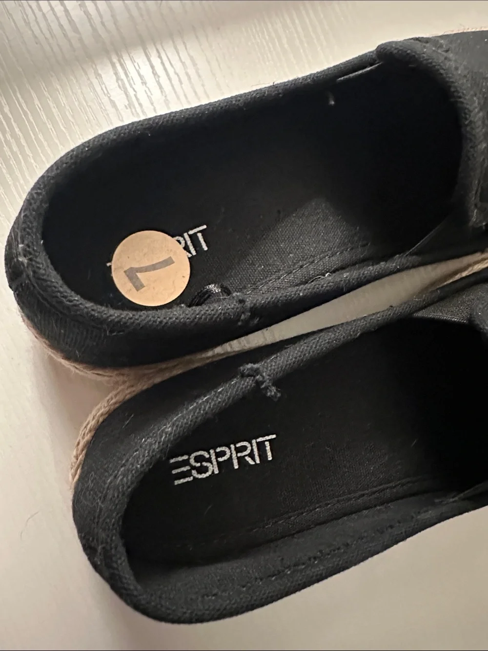 Esprit Black Canvas Espadrille Slip-Ons with Woven Platform
